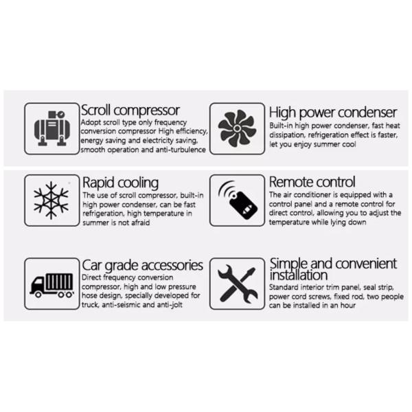 Battery Powered 12V Caravan Air Conditioner For Truck Crane Tractor