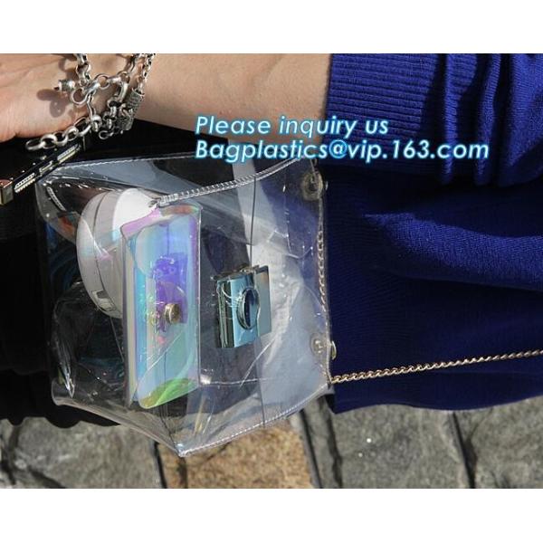 Women's Holographic Laser PVC Chain Cross Body Bag Clutch Shoulder Bag, Women Waterproof Security Shoulder Clear Tote ba