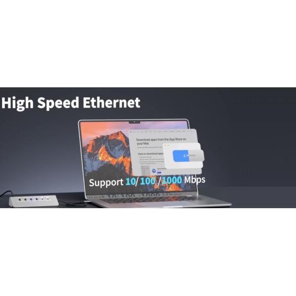 10 Ports USB C 5Gbps Hub 4K HDMI Video GigaBit Ethernet PD Card Reader And USB C Data Outputs