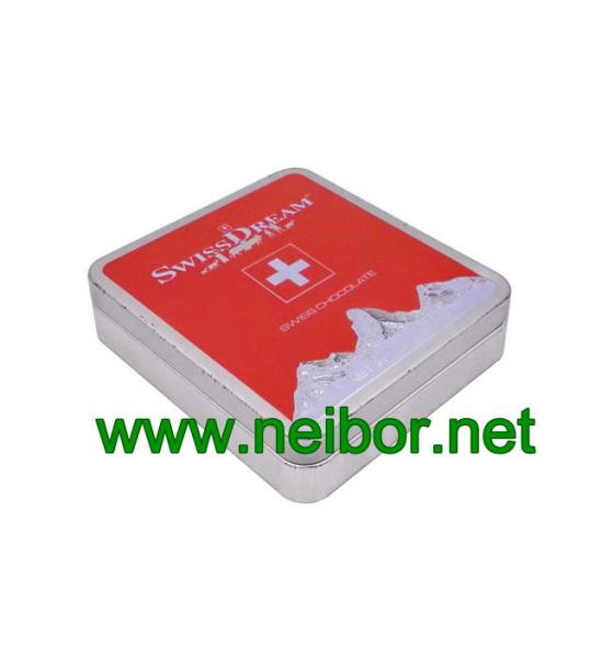 Buy Accept custom order food packing industrial use rectangular shape chocolate metal tin box at wholesale prices