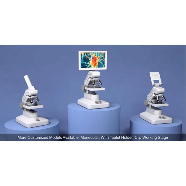 OPTO EDU A33.5130 Rechargeable Microscope With 7'' Display TF Card And Multi-Output Options