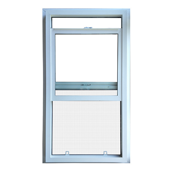 Customized UPVC Single Hung Window White Chinese Top Hardware, Apartment Vertical Hung Windows