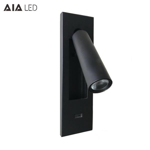 Buy Bedside wall lamp USB rechargeable LED reading lamp 3W embedded rotatable spotlight at wholesale prices