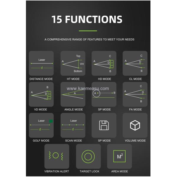 kaemeasu Rechargeable Laser Rangefinder Voice Golf Range Finder LCD Display Telescope With Side Screen J1200