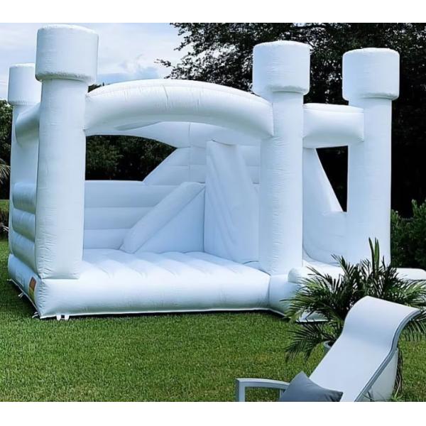 Commercial White Inflatable Bouncer Castle with Slide 0.55mmPVC
