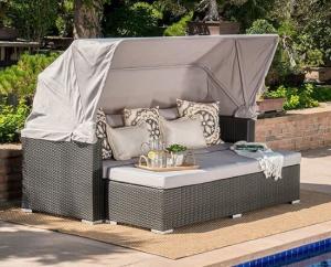Leisure Aluminium PE Rattan Wicker Sunbed furniture Outdoor Garden Backyard Sofa sets