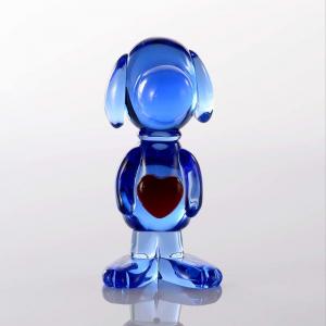 Quality Art Piece Blue Crystal Dog Ornament Luxury Home Accessories 65*60*130mm for sale