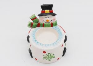 China Ceramic Hand Painted Candle Holders Earthenware Material For Christmas Decoration on sale