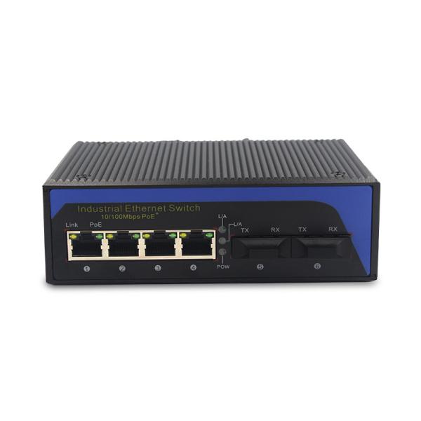 UT24FP-SC20 unmanaged industrial 4x10/100Base-Tx POE+ 2x100M-Fx SC ethernet switch DIN Rail