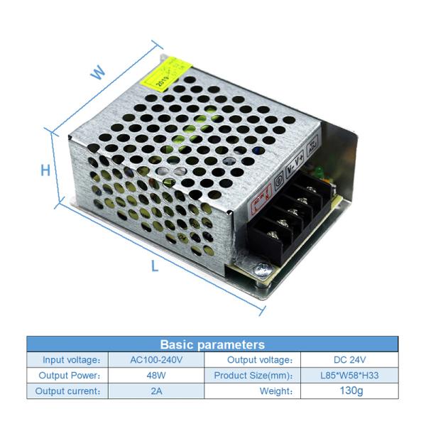 Aluminum Case Switch Power Supply 110V 220V AC To DC 24V 2A 48W