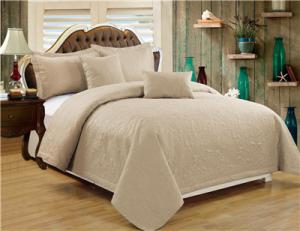 Quality Quilts 5pcs Microfiber Bedding Set Solid Color Embossed Pattern for sale