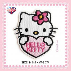 Quality Hello Kitty Heart Full Embroidered Applique Iron Sew On Patch Badge for sale