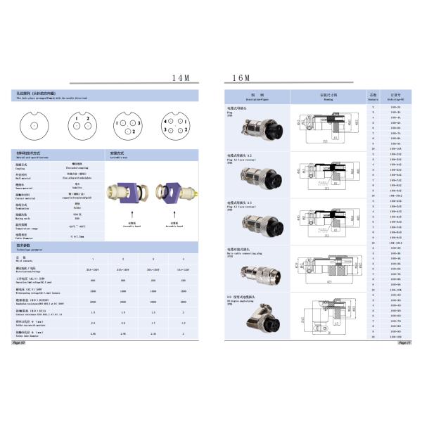 Circular Aviation Connectors Solder Panel Mount Socket PCB Male Female Connectors