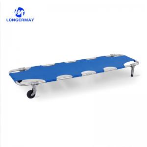 China Stainless Steel Medical Ambulance Folding Emergency Stretcher with Wheels on sale