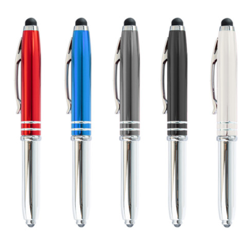 Supply of LED light pens, touch aluminum tube light pens, school metal pen with aluminum poles Advertising pen