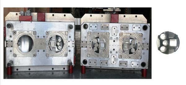 Buy Double Color Lighting Plastic Injection Mold Tooling With Black And Transparent PMMA Material at wholesale prices