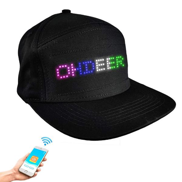 Buy Editing LED Display Hat With Bluetooth App Control Rechargeable Black at wholesale prices