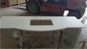 China QS301 Artificial Quartz Stone with mirror fleck Tile Crystal White Series Countertops Vanity Tops Table Tops on sale