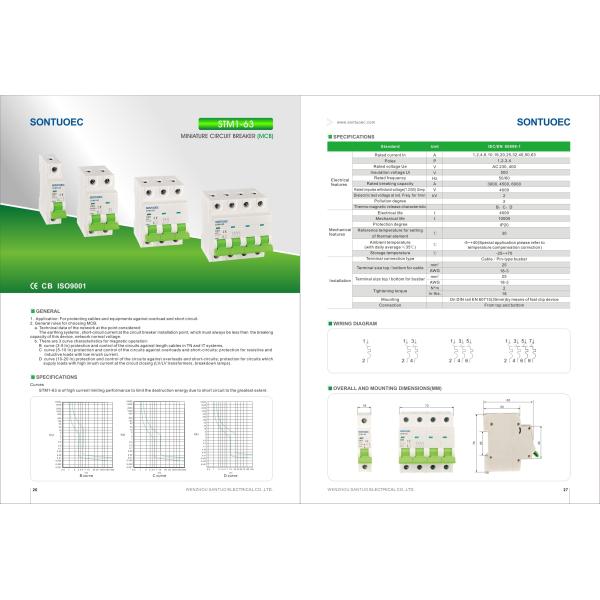 1A to 63A 6KA MCB Miniature Circuit Breaker 1P,2P,3P,4P comply with IEC60898 Standard