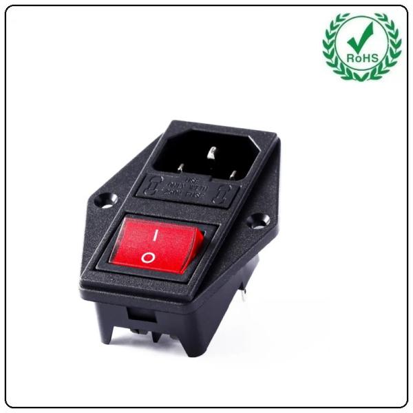Buy LZ-14-F10 10A 250V 3 Pin IEC320 C14 AC Inlet Male Plug Power Socket With Fuse Switch at wholesale prices