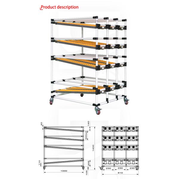 Metallic Roller Track System DY53 , Multi Layer Pipe Rack Storage