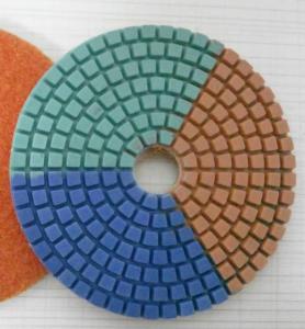 China Tripple Color Wet Diamond Polishing Pads For Concrete / Marble 3-5 Inches on sale