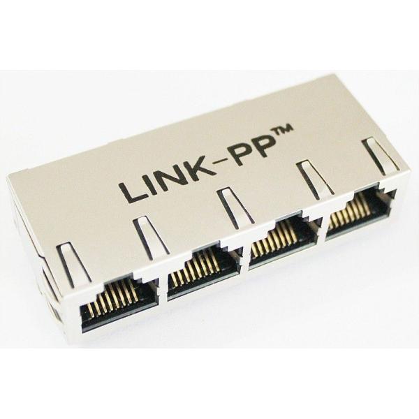 1 x 4 PDH Filter Multi-port RJ45 Connector with Transformer , Side Entry