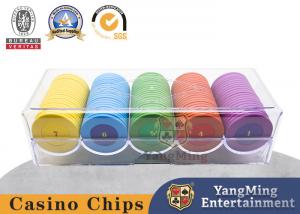 China 100 Pieces 5 Colors Striped 11.5 Gram Acrylic Poker Chip Case E on sale