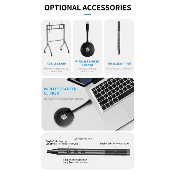 Interactive Whiteboard Flat Panel Smart Touch Monitors TV 4K Ultra HD Screen with All-in-one PC for Business & Teaching