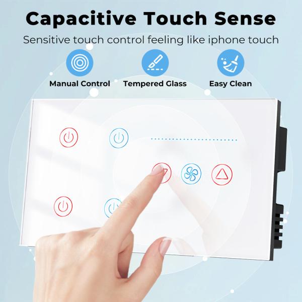 Tuya WiFi Smart Light 4 gang Switch Ceiling Fan Speed Control Timer Voice Power Monitor Support Alexa Google Home Tmall Genie 100-240V