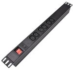 6 Way IEC Type PDU Extension Socket With On/Off Switch, Overload Protector