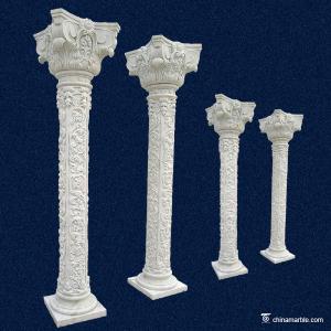 Quality Hand Carved Stone White Decorative Marble Columns For Outdoor Garden for sale