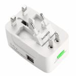 2 USB Global Travel Adapter , Multi Function 931L 250V Smart Socket Adapter Plug
