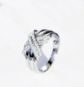 China XO 18K Gold Diamond Rings 0.24ct 14K White Gold Filled on sale