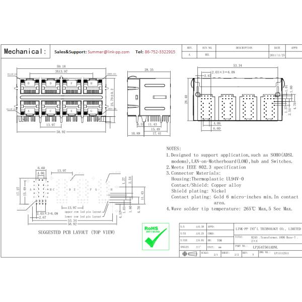 LPJG47561ADNL Stacked RJ45 2x4 Port Gigabit Ethernet Allpied in Cisco IP Systems