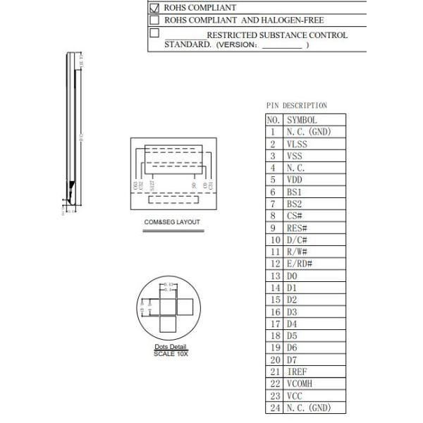 2.42 Inch OLED Display Module SSD1309ZC 24 Pin IIC 128*64 Dots