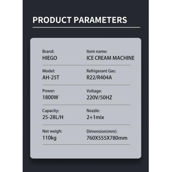 Table Top Commercial Ice Cream Machine 25-28l 5.8l Soft Serve Maker