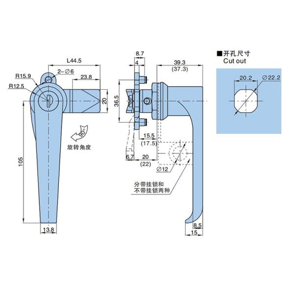 Rotating Metal Cabinet Push Handle Lock Carbon Steel