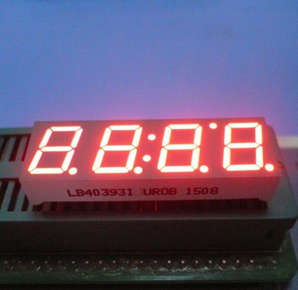 Ultra Red 0.39" Led Clock Display Common Anode 4 Digit 7 Segment For Instrument