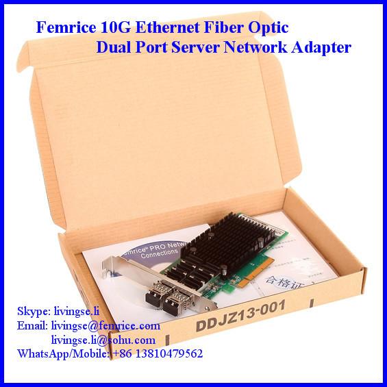Buy Femrice 10Gbps Dual Port Fiber Optical Ethernet Network Card, PCIe x8 Bus Type at wholesale prices