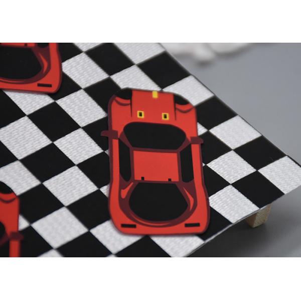 Horizontal Woven Fabric Screen Printed Patches With Eco Friendly Silicone Logo