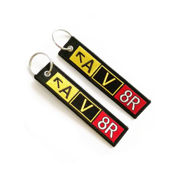 Logo Custom Embroidered Keychain Twill Merrowed Border 12 Colors OEM
