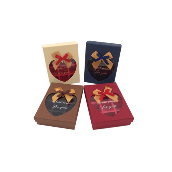 Fancy Small Chocolate Gift Box With Ribbon Bows And Heart Shaped Window