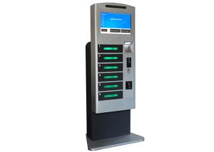 Quality Coins / Bills Accepted Train Station Cell Phone Charging Tower Station with Deposit Locker for sale