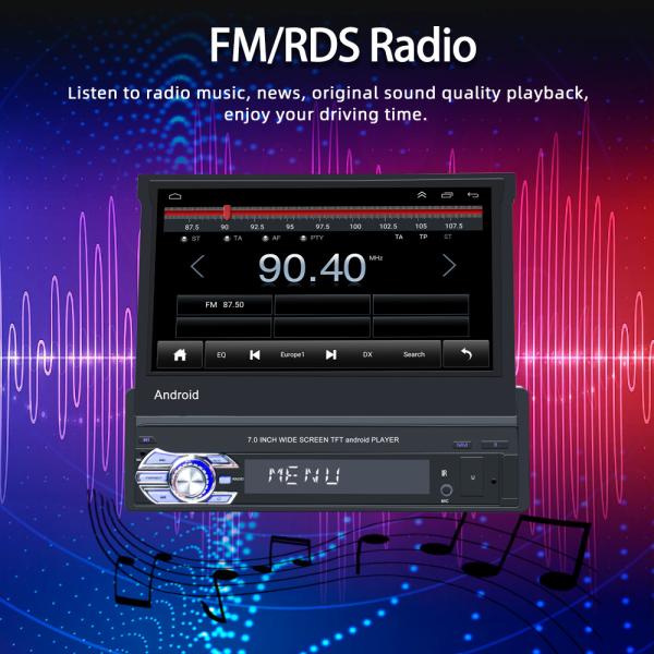 1 Din Retractable Screen Car Stereo 7 Inch Touch Screen Car Radio 11 Usb Mp5 Player