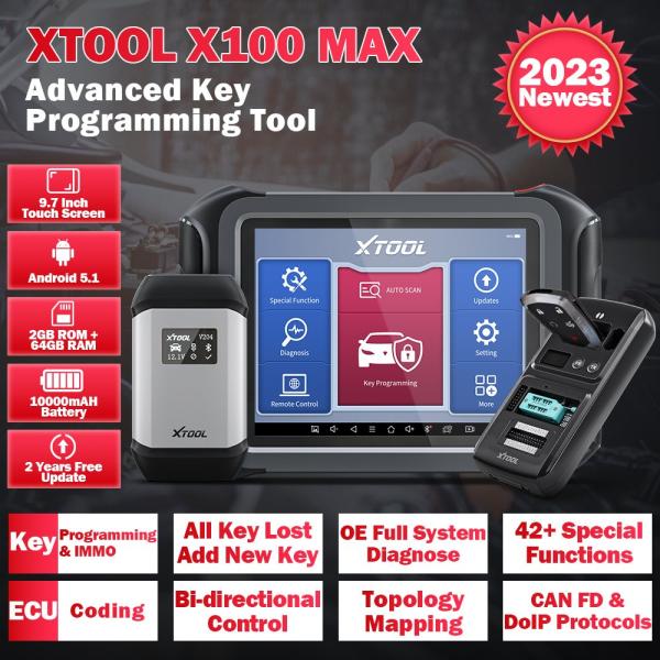 2025 XTOOL X100 MAX Auto Key Programmer IMMO Elite Diagnostic Tools With KC501 ECU Coding Full Bidirectional Control Update of X100 PAD3