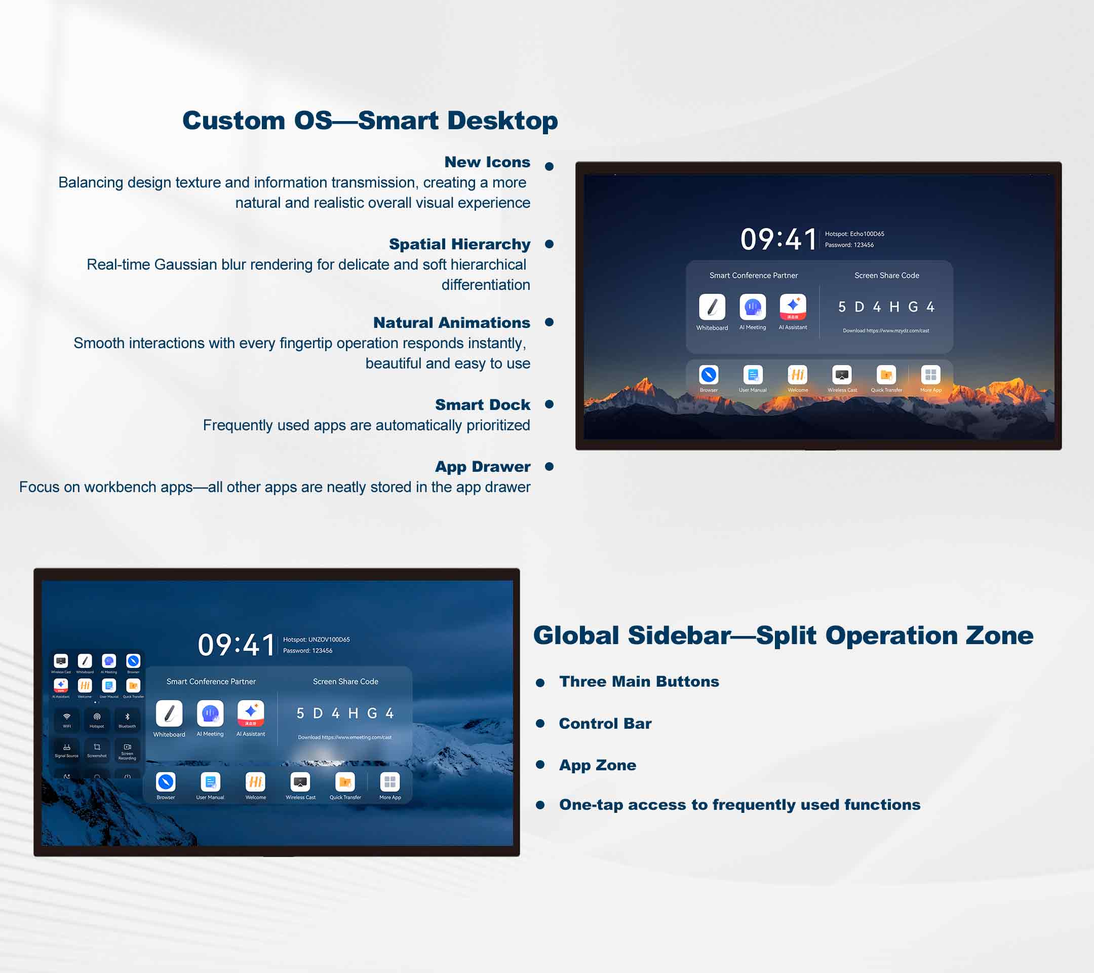 98 inch A type AI LCD Display Interactive Smart Board Anti Glare 4K 20 Point Touch Screen Wall Mounted