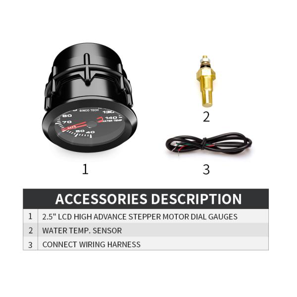 White Backlight LCD Display Coolant Temperature Gauge 16VDC