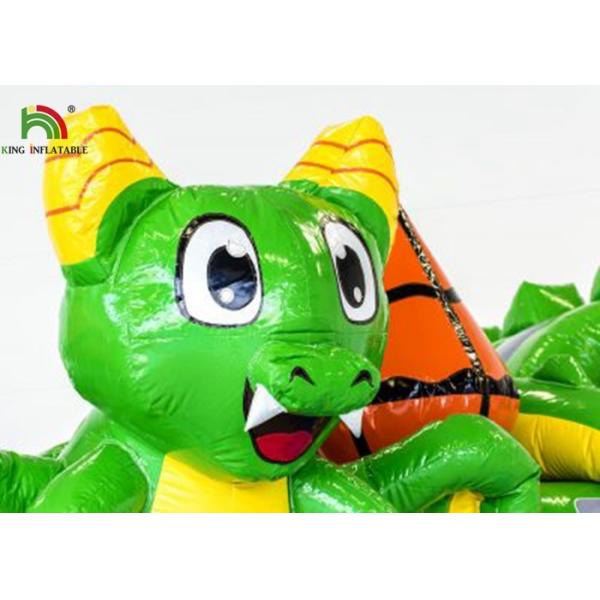 Kids Inflatable Bouncer Combo / Green Inflatable Dragon Jumping Castle