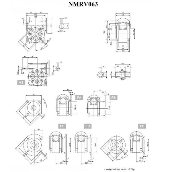 Multi Purpose Worm Gear Reducers Rv63 Aluminum Shell compact structure